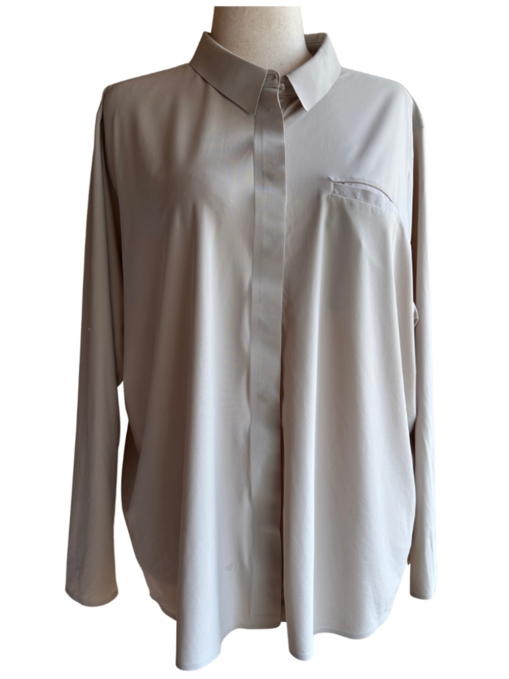Athleta Cream Relaxed Fit Button Front Tunic 2X